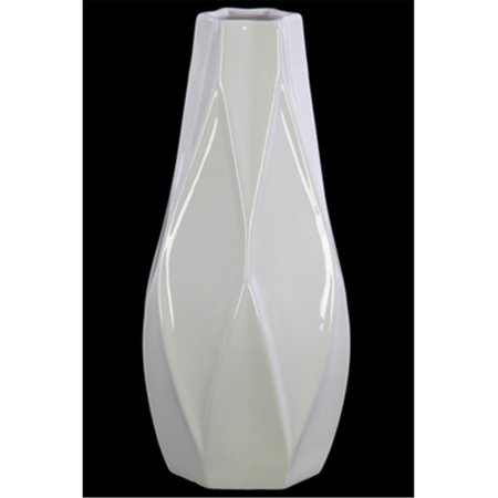 URBAN TRENDS COLLECTION Urban Trends Collection 39757 Ceramic Bellied Round Vase with Star Lips; White 39757